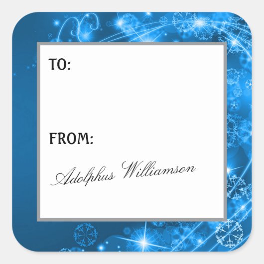 Artistic Swirling Snowflakes Christmas Gift Label (Voorkant)