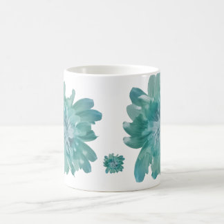 Artistic Teal Blossom High-Definition Floral Ceram Koffiemok