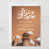 Artistic Terracotta Mosque Eid Mubarak Card Feestdagenkaart (Voorkant)
