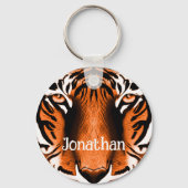 Artistic Tiger Cat Face Head Gepersonaliseerd Sina Sleutelhanger (Voorkant)