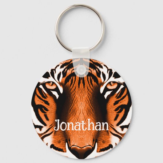 Artistic Tiger Cat Face Head Gepersonaliseerd Sina Sleutelhanger (Voorkant)