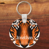 Artistic Tiger Cat Face Head Gepersonaliseerd Sina Sleutelhanger (Voorkant)
