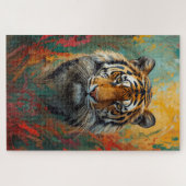Artistic Tiger Portrait Vibrant Oil Painting Legpuzzel (Horizontaal)