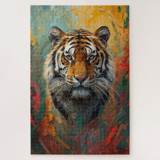 Artistic Tiger Portrait Vibrant Oil Painting Legpuzzel (Verticaal)