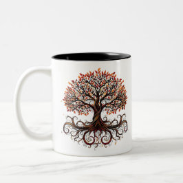 Artistic Tree with Swirling Branches Tweekleurige Koffiemok
