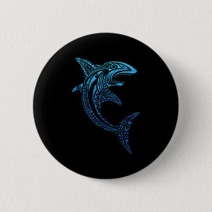 Artistic Tribal Shark Polynesische Tattoo Hawaiian Ronde Button 5,7 Cm