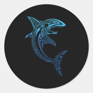 Artistic Tribal Shark Polynesische Tattoo Hawaiian Ronde Sticker