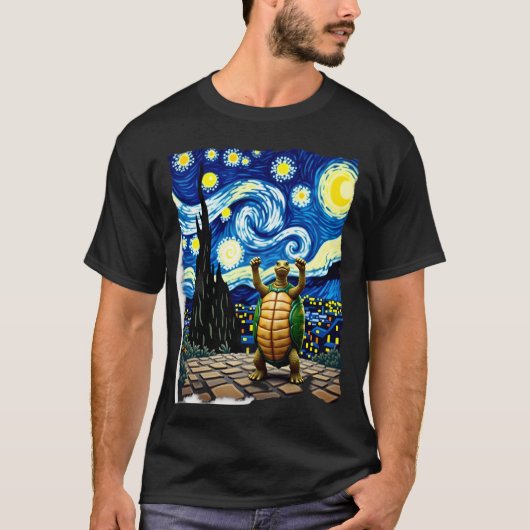 Artistic Turtle Shirt  Starry Night Turtle (1) (Voorkant)