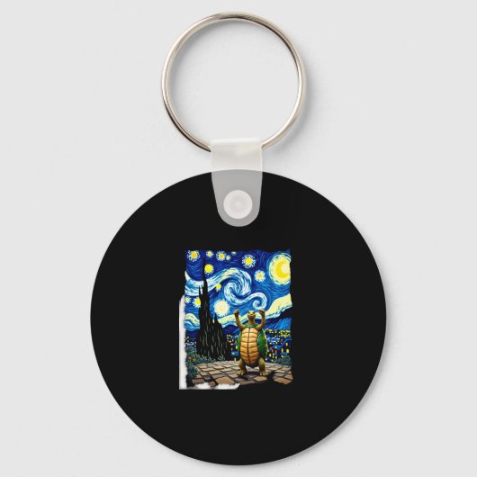 Artistic Turtle Shirt  Starry Night Turtle (1) Sleutelhanger (Voorkant)