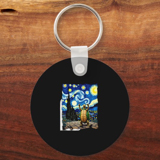 Artistic Turtle Shirt Starry Night Turtle (1) Sleutelhanger (Voorkant)