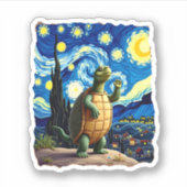 Artistic Turtle Shirt Starry Night Turtle (1) Sticker (Voorkant)