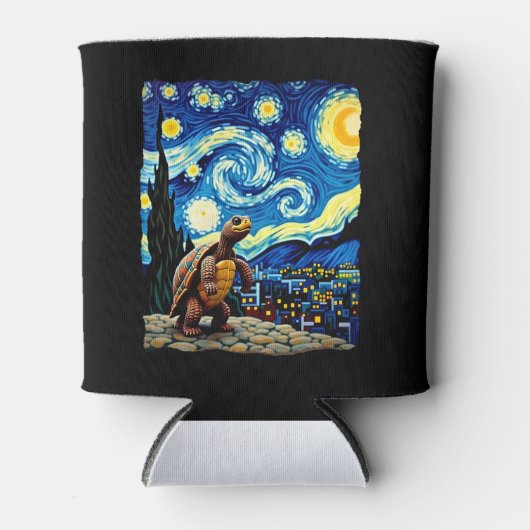 Artistic Turtle Shirt  Starry Night Turtle (2) Blikjeskoeler (Voorkant)