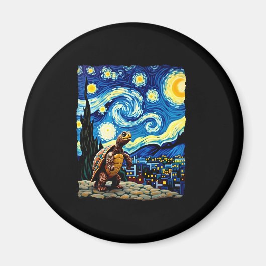 Artistic Turtle Shirt  Starry Night Turtle (2) Magneet (Voorkant)