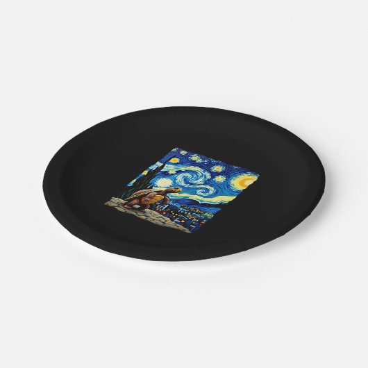 Artistic Turtle Shirt  Starry Night Turtle (2) Papieren Bordje (Gekanteld)