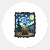 Artistic Turtle Shirt  Starry Night Turtle (2) Ronde Sticker (Voorkant)