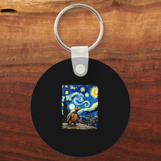 Artistic Turtle Shirt  Starry Night Turtle (2) Sleutelhanger (Voorkant)