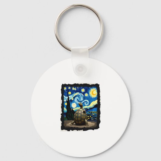 Artistic Turtle Shirt  Starry Night Turtle (2) Sleutelhanger (Voorkant)