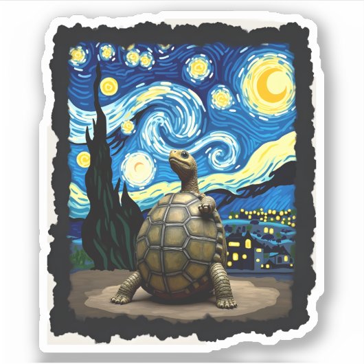 Artistic Turtle Shirt Starry Night Turtle (2) Sticker (Voorkant)