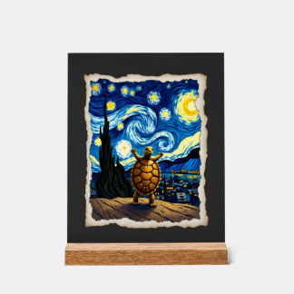 Artistic Turtle Shirt  Starry Night Turtle (3) Acryl Bord