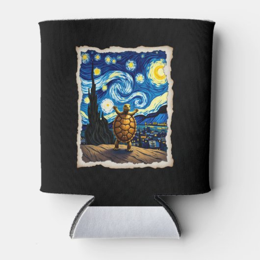 Artistic Turtle Shirt  Starry Night Turtle (3) Blikjeskoeler (Voorkant)