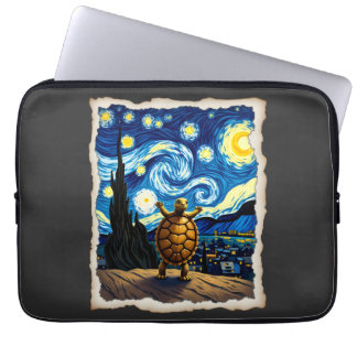 Artistic Turtle Shirt  Starry Night Turtle (3) Laptop Sleeve