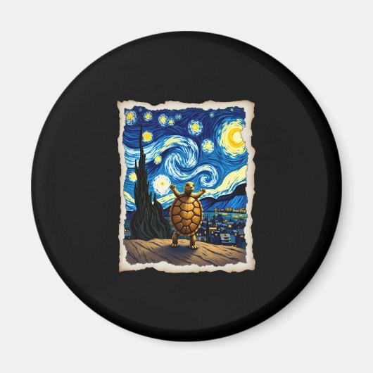 Artistic Turtle Shirt  Starry Night Turtle (3) Magneet (Voorkant)