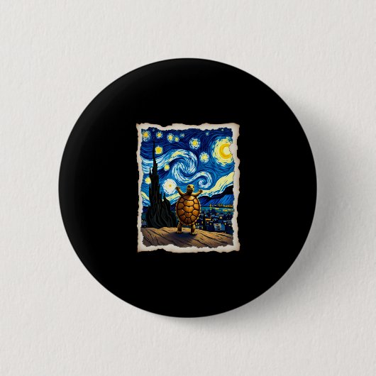 Artistic Turtle Shirt Starry Night Turtle (3) Ronde Button 5,7 Cm (Voorkant)