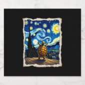 Artistic Turtle Shirt  Starry Night Turtle (3) Sparkling Wijnetiket (Enkel label)