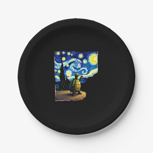 Artistic Turtle Shirt  Starry Night Turtle (4) Papieren Bordje (Voorkant)
