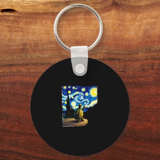 Artistic Turtle Shirt Starry Night Turtle (4) Sleutelhanger (Voorkant)