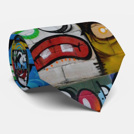 Artistic urban cartoon Street man pattern Stropdas (Opgerold)