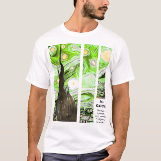 Artistic Van Gogh Broken Green Pink T-shirt
