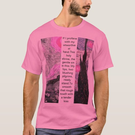 Artistic Van Gogh Broken Paint Pink T-shirt (Voorkant)