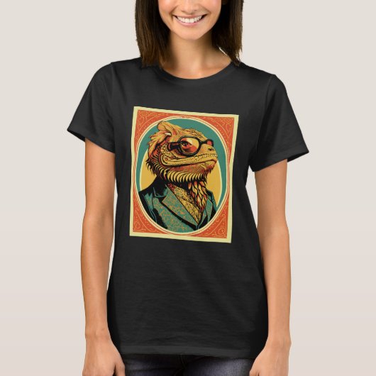 Artistic Vintage Bearded Dragon Sunglasses & Suit  T-shirt (Voorkant)