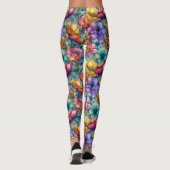 Artistic Watercolor Floral Leggings (Achterkant)