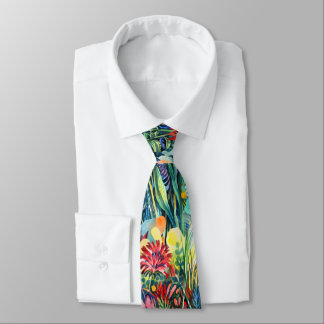 Artistic Watercolor Flower Garden Tie Stropdas