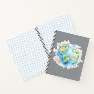 Artistic Watercolor Globe Notebook Notitieboek