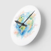 Artistic Watercolor Globe Wall Clock Ronde Klok (Hoek)