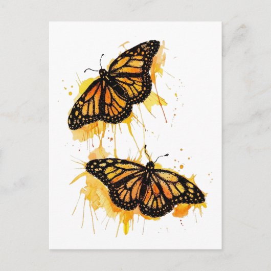 Artistic Watercolor Monarch Butterfly Nature Art Briefkaart (Voorkant)