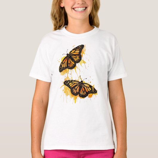 Artistic Watercolor Monarch Butterfly Nature Art T-shirt (Voorkant)
