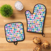 Artistic Watercolor Oven Mitt – Bold Abstract Ovenwant & Pannenlap Set (Top down)