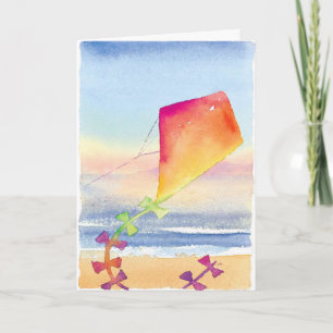 Artistic waterverf kite aanpasbare kaart