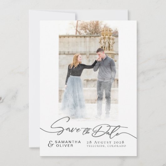 Artistic White Boho Minimal Save the Date Card Kaart (Voorkant)