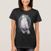 Artistic White Parakeet Budgie Bird Flower Crown P T-shirt (Voorkant)