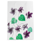 Artistic Wild Violets Bloemen Waterverf Medium Cadeauzakje (Achterkant)
