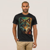 Artistic Wolf Portrait - Levendig olieverfschilder T-shirt (Voorkant volledig)