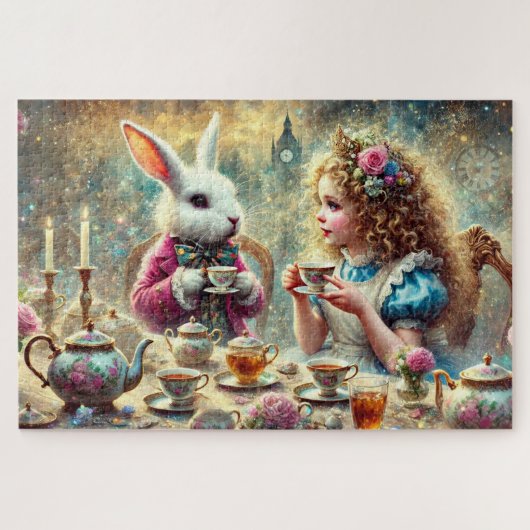 Artistic Wonderland Tea Party Alice & Rabbit Legpuzzel (Horizontaal)