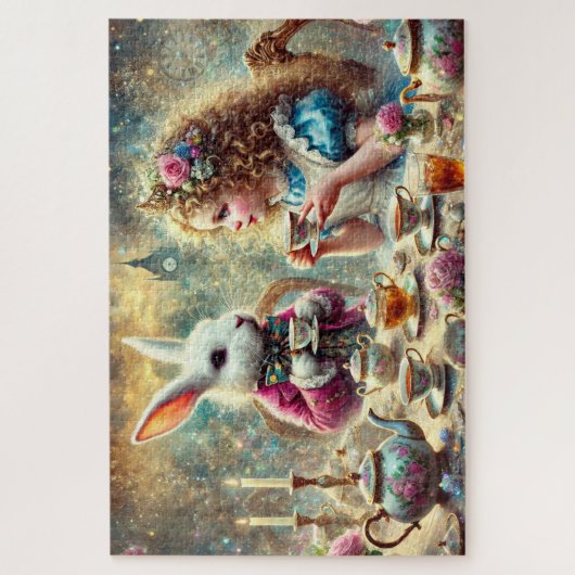 Artistic Wonderland Tea Party Alice & Rabbit Legpuzzel (Verticaal)