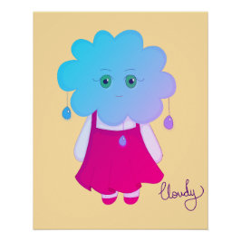 Artístico Azul Nuvem Cloudy Expressão Anímica Perfect Poster