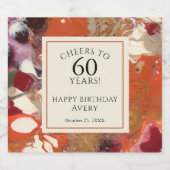 Artistiek Abstract Boho Kleurrijke 60ste Verjaarda Sparkling Wijnetiket (Enkel label)